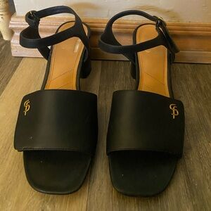 Franco Sarto Black Heels with Gold Detail